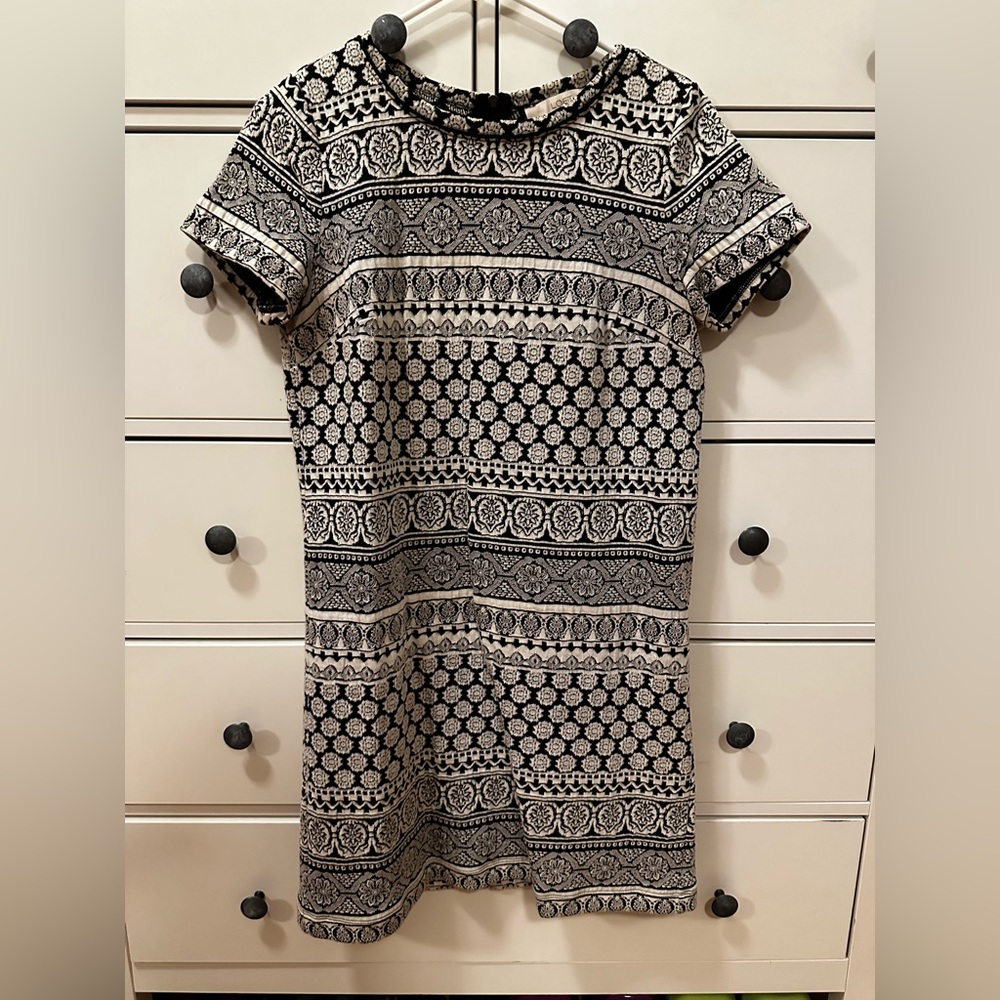 LOFT Black and White Patterned Dress, size S